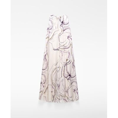 Adolfo Dominguez Vestido midi estampado con escote pico. (36) Natural mujer Adolfo Dominguez Vestido midi estampado con escote pico. (36) Natural mujer
