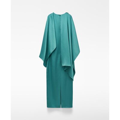Adolfo Dominguez Vestido largo satinado con chal. (40) Esmeralda Azul mujer Adolfo Dominguez Vestido largo satinado con chal. (40) Esmeralda Azul mujer