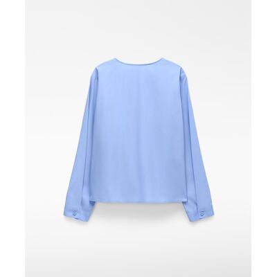 Adolfo Dominguez Blusa de mujer con escote barco drapeado. (40) Azul claro mujer Adolfo Dominguez Blusa de mujer con escote barco drapeado. (40) Azul claro mujer