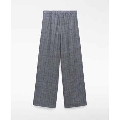 Adolfo Dominguez Pantalón recto de mujer de cuadros en lino. (38) Azul marino mujer Adolfo Dominguez Pantalón recto de mujer de cuadros en lino. (38) Azul marino mujer