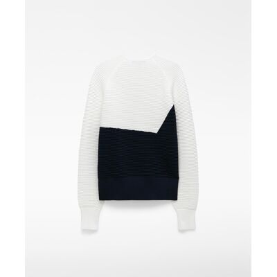 Adolfo Dominguez Jersey de mujer bicolor en punto estructura. (36) Blanco / Azul mujer Adolfo Dominguez Jersey de mujer bicolor en punto estructura. (36) Blanco / Azul mujer