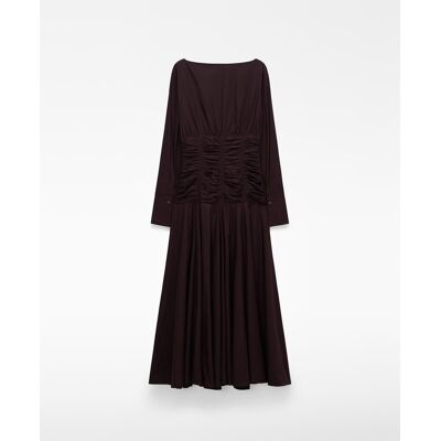 Adolfo Dominguez Vestido midi con cintura fruncida. (44) Choco mujer Adolfo Dominguez Vestido midi con cintura fruncida. (44) Choco mujer