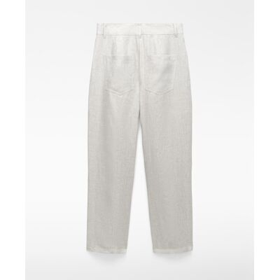 Adolfo Dominguez Pantalón recto de mujer barrel fit de lino. (34) Piedra mujer Adolfo Dominguez Pantalón recto de mujer barrel fit de lino. (34) Piedra mujer