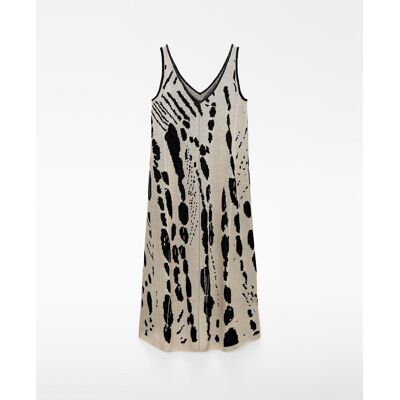 Adolfo Dominguez Vestido midi en punto jacquard. (42) Crudo mujer Adolfo Dominguez Vestido midi en punto jacquard. (42) Crudo mujer