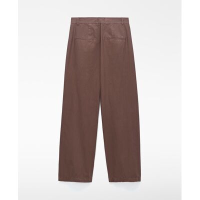 Adolfo Dominguez Pantalones anchos de mujer barrel fit en algodón orgánico. (34) Marrón mujer Adolfo Dominguez Pantalones anchos de mujer barrel fit en algodón orgánico. (34) Marrón mujer
