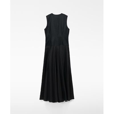 Adolfo Dominguez Vestido midi con cuerpo estilo chaleco combinado. (36) Negro mujer Adolfo Dominguez Vestido midi con cuerpo estilo chaleco combinado. (36) Negro mujer