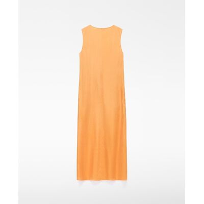 Adolfo Dominguez Vestido midi satinado con escote pico. (38) Naranja claro mujer Adolfo Dominguez Vestido midi satinado con escote pico. (38) Naranja claro mujer