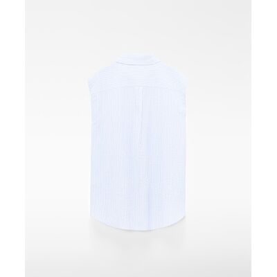 Adolfo Dominguez Camisa de mujer de rayas en tejido seersucker. (XS) Cielo mujer Adolfo Dominguez Camisa de mujer de rayas en tejido seersucker. (XS) Cielo mujer