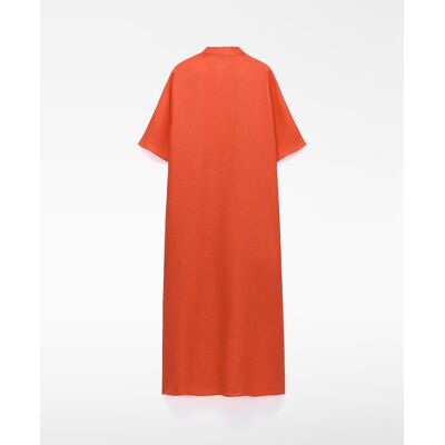 Adolfo Dominguez Vestido midi relaxed fit en lino europeo. (40) Rojo mujer Adolfo Dominguez Vestido midi relaxed fit en lino europeo. (40) Rojo mujer