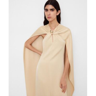 Adolfo Dominguez Vestido largo satinado con capa en espalda. (42) Crema mujer Adolfo Dominguez Vestido largo satinado con capa en espalda. (42) Crema mujer