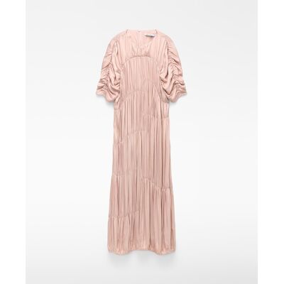 Adolfo Dominguez Vestido midi de manga corta con fruncidos. (34) Rosa claro mujer Adolfo Dominguez Vestido midi de manga corta con fruncidos. (34) Rosa claro mujer