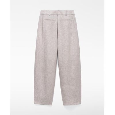 Adolfo Dominguez Pantalones anchos de mujer barrel fit en lino europeo. (34) Natural mujer Adolfo Dominguez Pantalones anchos de mujer barrel fit en lino europeo. (34) Natural mujer