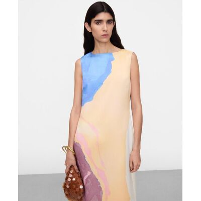 Adolfo Dominguez Vestido largo estampado con capa superpuesta. (34) Multicolor mujer Adolfo Dominguez Vestido largo estampado con capa superpuesta. (34) Multicolor mujer