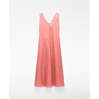 Adolfo Dominguez Vestido largo satinado con tejido arrugado. (38) Coral mujer Adolfo Dominguez Vestido largo satinado con tejido arrugado. (38) Coral mujer