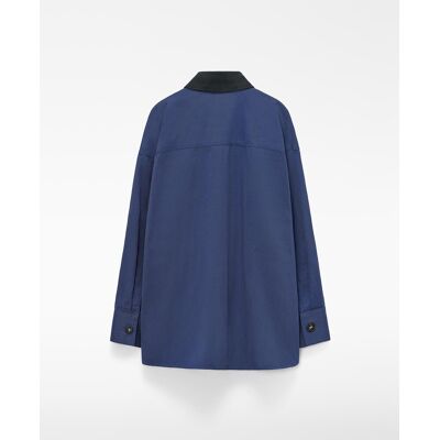 Adolfo Dominguez Sobrecamisa de mujer oversize con cuello a contraste. (44) Azul mujer Adolfo Dominguez Sobrecamisa de mujer oversize con cuello a contraste. (44) Azul mujer
