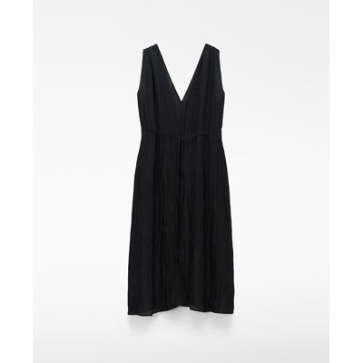 Adolfo Dominguez Vestido midi cruzado en tejido arrugado. (42) Negro mujer Adolfo Dominguez Vestido midi cruzado en tejido arrugado. (42) Negro mujer