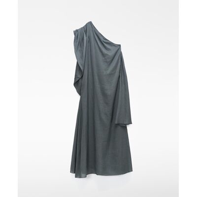Adolfo Dominguez Vestido largo asimétrico en ramio. (44) Gris ceniza mujer Adolfo Dominguez Vestido largo asimétrico en ramio. (44) Gris ceniza mujer