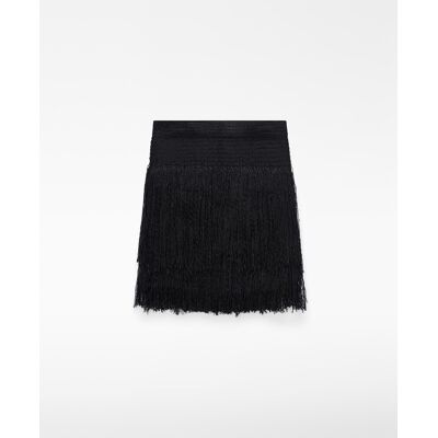 Adolfo Dominguez Falda corta en punto intarsia con flecos. (40) Negro mujer Adolfo Dominguez Falda corta en punto intarsia con flecos. (40) Negro mujer