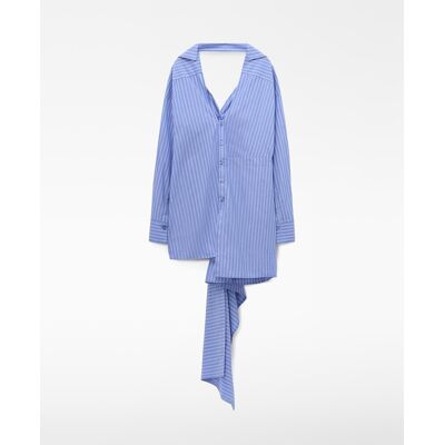 Adolfo Dominguez Camisa de mujer de algodón multiposición a rayas. (S) Azul/Blanco mujer Adolfo Dominguez Camisa de mujer de algodón multiposición a rayas. (S) Azul/Blanco mujer