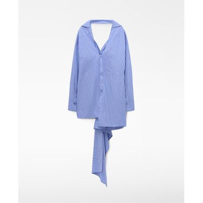 Adolfo Dominguez Camisa de mujer de algodón multiposición a rayas. (XS) Azul/Blanco mujer Adolfo Dominguez Camisa de mujer de algodón multiposición a rayas. (XS) Azul/Blanco mujer