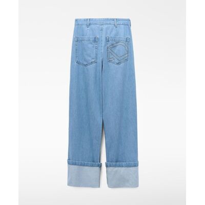 Adolfo Dominguez Vaqueros rectos de mujer corte baggy cruzado en denim de algodón. (34) Azul claro mujer Adolfo Dominguez Vaqueros rectos de mujer corte baggy cruzado en denim de algodón. (34) Azul claro mujer
