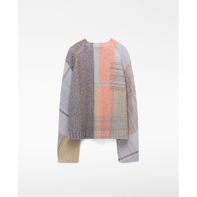Adolfo Dominguez Jersey de mujer en lana merino con cuello caja estampado. (S) Gris / Rosa mujer Adolfo Dominguez Jersey de mujer en lana merino con cuello caja estampado. (S) Gris / Rosa mujer