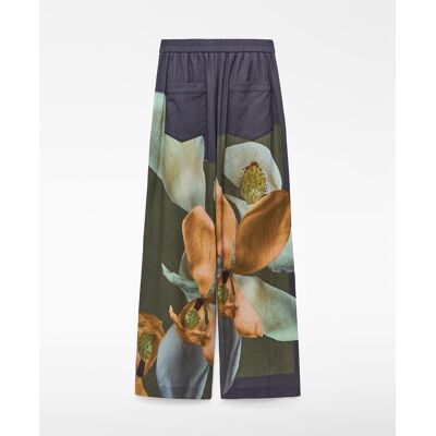 Adolfo Dominguez Pantalón con cinturilla elástica y pierna recta. (S) Verde / Azul marino mujer Adolfo Dominguez Pantalón con cinturilla elástica y pierna recta. (S) Verde / Azul marino mujer