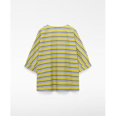 Adolfo Dominguez Blusa de mujer de rayas en algodón con escote pico. (XL) Azul / Amarillo mujer Adolfo Dominguez Blusa de mujer de rayas en algodón con escote pico. (XL) Azul / Amarillo mujer