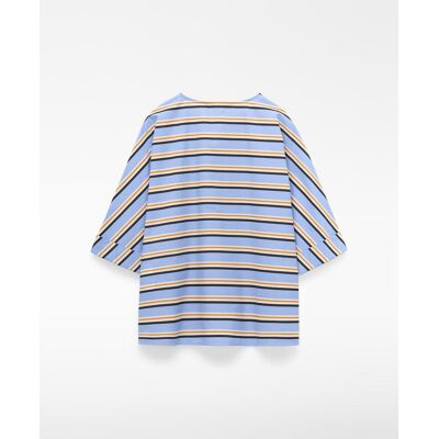 Adolfo Dominguez Blusa de mujer de rayas en algodón con escote pico. (XXL) Azul / Blanco mujer Adolfo Dominguez Blusa de mujer de rayas en algodón con escote pico. (XXL) Azul / Blanco mujer