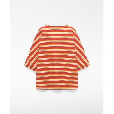 Adolfo Dominguez Blusa de mujer de rayas en algodón con escote pico. (XS) Blanco / Rojo mujer Adolfo Dominguez Blusa de mujer de rayas en algodón con escote pico. (XS) Blanco / Rojo mujer