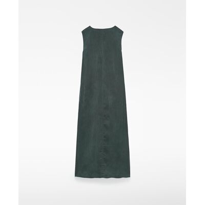 Adolfo Dominguez Vestido largo evasé con escote pico. (40) Verde oscuro mujer Adolfo Dominguez Vestido largo evasé con escote pico. (40) Verde oscuro mujer