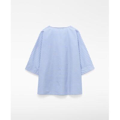 Adolfo Dominguez Blusa de mujer de algodón a rayas con escote pico. (S) Blanco / Azul mujer Adolfo Dominguez Blusa de mujer de algodón a rayas con escote pico. (S) Blanco / Azul mujer