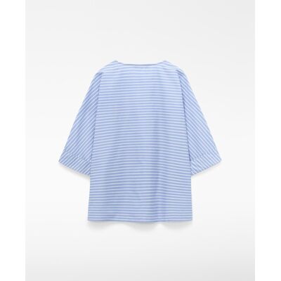 Adolfo Dominguez Blusa de mujer de algodón a rayas con escote pico. (M) Blanco / Azul mujer Adolfo Dominguez Blusa de mujer de algodón a rayas con escote pico. (M) Blanco / Azul mujer