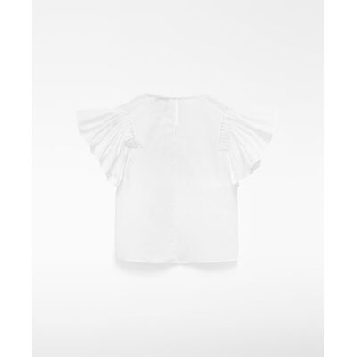 Adolfo Dominguez Crop top de mujer de algodón con volantes. (L) Blanco mujer Adolfo Dominguez Crop top de mujer de algodón con volantes. (L) Blanco mujer