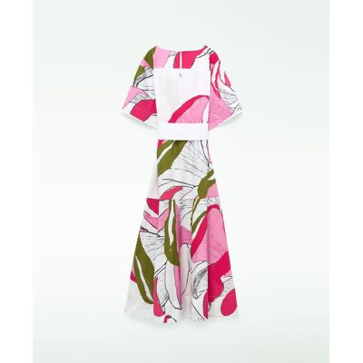Adolfo Dominguez Vestido midi de algodón estampado con manga japonesa. (40) Rosa / Verde mujer Adolfo Dominguez Vestido midi de algodón estampado con manga japonesa. (40) Rosa / Verde mujer