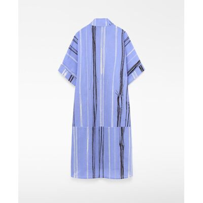 Adolfo Dominguez Vestido largo de rayas irregulares en tejido seersucker. (38) Azul mujer Adolfo Dominguez Vestido largo de rayas irregulares en tejido seersucker. (38) Azul mujer