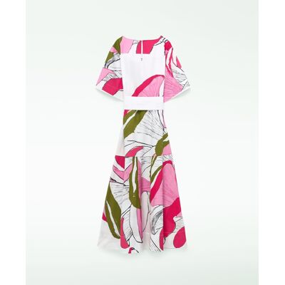 Adolfo Dominguez Vestido midi de algodón estampado con manga japonesa. (38) Rosa / Verde mujer Adolfo Dominguez Vestido midi de algodón estampado con manga japonesa. (38) Rosa / Verde mujer