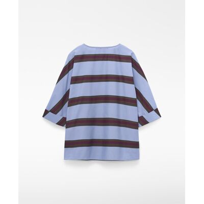 Adolfo Dominguez Blusa de mujer con escote pico en algodón a rayas. (M) Azul / Verde mujer Adolfo Dominguez Blusa de mujer con escote pico en algodón a rayas. (M) Azul / Verde mujer