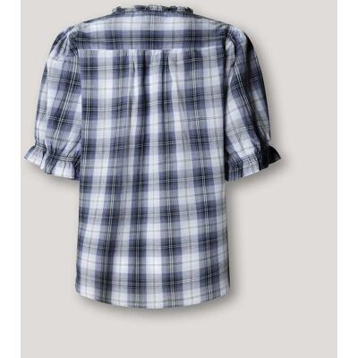 Pepe Jeans Blusa de mujer de mujer de cuadros con volantes. (XL) Azul mujer Pepe Jeans Blusa de mujer de mujer de cuadros con volantes. (XL) Azul mujer