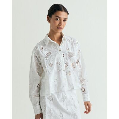 Scalpers Camisa de mujer regular fit con bordados y calados. (M) Blanco mujer Scalpers Camisa de mujer regular fit con bordados y calados. (M) Blanco mujer