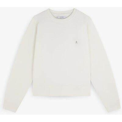 Scalpers Sudadera de mujer básica de algodón con cuello redondo. (M) Blancos mujer Scalpers Sudadera de mujer básica de algodón con cuello redondo. (M) Blancos mujer