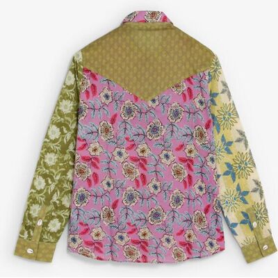 Scalpers Camisa de mujer de manga larga con estampado patchwork. (XL) Multicolor mujer Scalpers Camisa de mujer de manga larga con estampado patchwork. (XL) Multicolor mujer