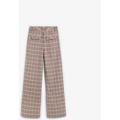 Scalpers Pantalón de campana de mujer con estampado de cuadros. (XL) Rosa mujer Scalpers Pantalón de campana de mujer con estampado de cuadros. (XL) Rosa mujer