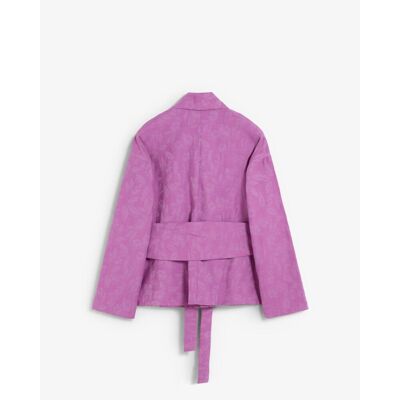 Scalpers Blazer de mujer en tejido jacquard con fajín ajustable. (40) Purpura mujer Scalpers Blazer de mujer en tejido jacquard con fajín ajustable. (40) Purpura mujer