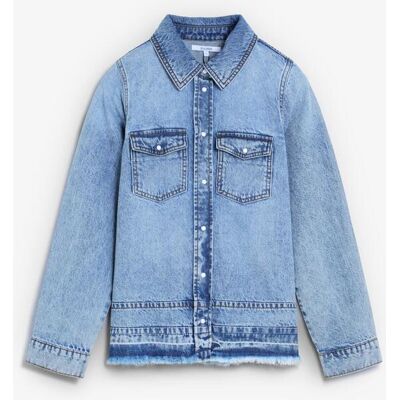 Scalpers Camisa de mujer denim con bolsillos y bajo desflecado. (XL) Índigo mujer Scalpers Camisa de mujer denim con bolsillos y bajo desflecado. (XL) Índigo mujer