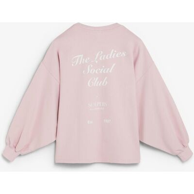 Scalpers Sudadera de mujer con print trasero y mangas abullonadas. Lila mujer Scalpers Sudadera de mujer con print trasero y mangas abullonadas. Lila mujer