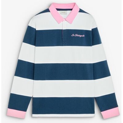 Scalpers Sudadera de manga larga de rayas con cuello polo. (XL) Azul/Blanco mujer Scalpers Sudadera de manga larga de rayas con cuello polo. (XL) Azul/Blanco mujer