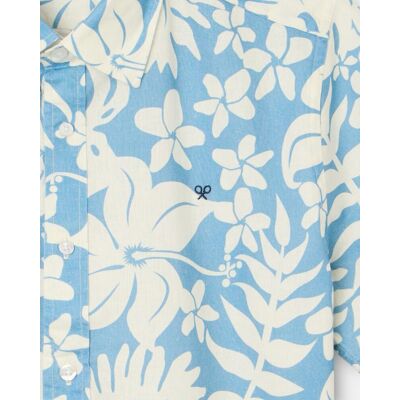 Silbon Camisa de mujer manga corta lino estampado azul. (XL) Azul mujer Silbon Camisa de mujer manga corta lino estampado azul. (XL) Azul mujer