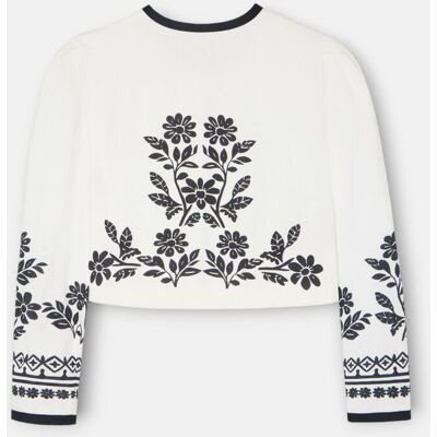 Silbon Chaqueta de mujer corta lino estampado blanca. (40) Blanco mujer Silbon Chaqueta de mujer corta lino estampado blanca. (40) Blanco mujer