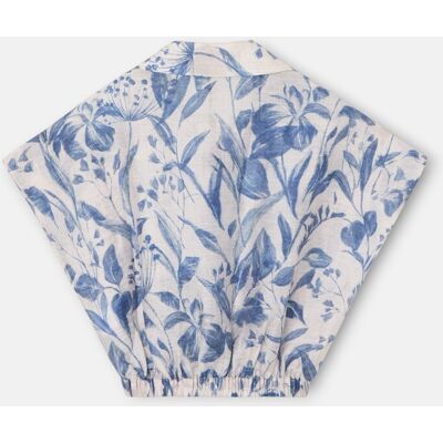 Silbon Blusa de mujer corta estampado flores azul. (XS) Azul mujer Silbon Blusa de mujer corta estampado flores azul. (XS) Azul mujer